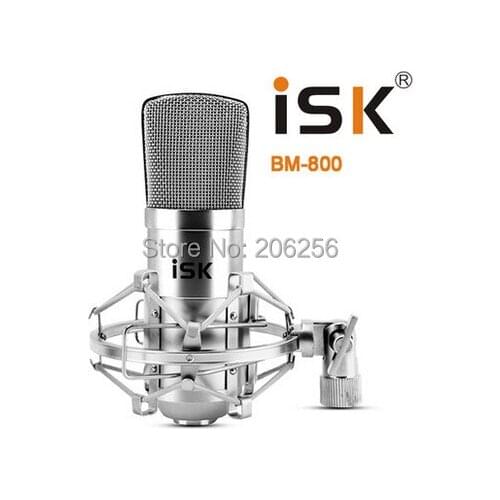 Hot ISK Large diaphragm condenser microphone Studio recording microphone set bm800 +48v phantom power supply +POP filter +cables