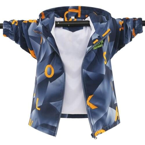 Waterproof Boys Jackets Fashion 2021 Spring Autumn Thin Kids Outerwear printing Windproof Hooded Jackets for Childrens Coats