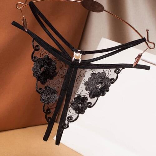 Fashion Female Sexy Underwear Transparent Lace Crotchless Womens Panties Intimates Seamless Stretch Thongs Erotic Sexy Lingerie