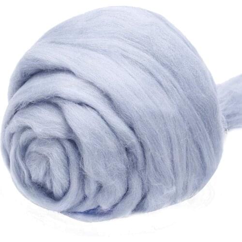 Imzay 3.53oz Wool Roving Yarn, 100% Pure Wool, Chunky Yarn, Spinning Wool Roving for Needle Felting Wet Felting DIY（ash blue