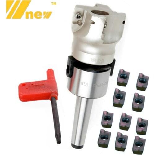 MT2 FMB22 M10 50mm 400R Face Mill Arbor Shell End Mill Cutter 4 Flutes Arbor Morse Taper Tool Holder W/ APMT1604 Carbide Inserts