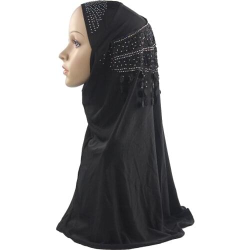 Muslim Women Girls Hijab Islamic Scarf Woman One Piece Amira Cap Full Cover Headwear Beautiful Tassels Pendant Diamond Wholesale