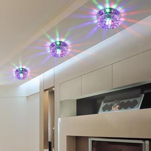 New Multicolor LED Downlights Smart Ceiling Lamp Embedded Crystal Spotlight Holiday Atmosphere Lighting for Living Girls Bedroom
