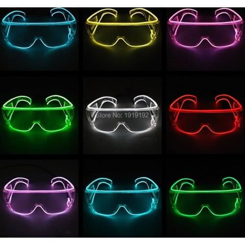 New Luminous LED Glasses 10Colors Available EL Neon Party Glasses Transparent Frame Protective Glasses Dust-Proof Goggles