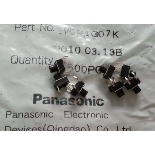 Original new 100% touch key switch 6*6*7MM round head directly inserted 4pin micro motion 250 grams EVQPAG07K
