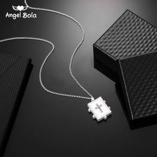 Memory Photo Locket Pendants for Women Men Gifts Silver color Expanding Cross Locket Scripture Necklace Trendy Jewelry