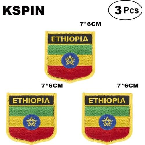 Ethiopia Shiled Shape flag patches national flag patches for Cothing DIY Decoration