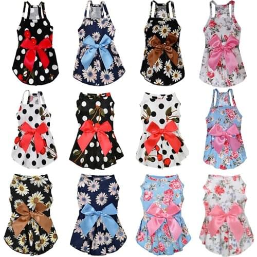 Princess Dress Pet Clothing for Dogs Bow knot Dog Clothes Small Dog Costume Sling Skirt French Bulldog Summer Girl Collar Perro