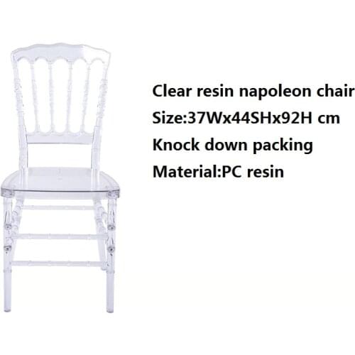 Transparent Napoleon Crystal Chair PC Resin Chiavari Chair Transparent Wedding Chair