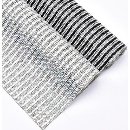 24*40cm AB Crystal Self Adhesive/Hot Fix Glass Mesh Trim Strass Iron on Rhinestone Applique Sticker For Car Makeup Case Clothes