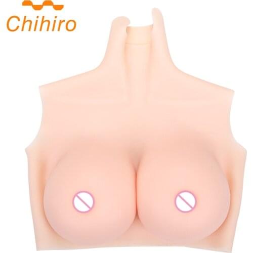 G cup Female Silicone Breast Forms G Cup Bra Concave Bottom High Collar Only for Women Female Flat Chest to Big Breast Boobs