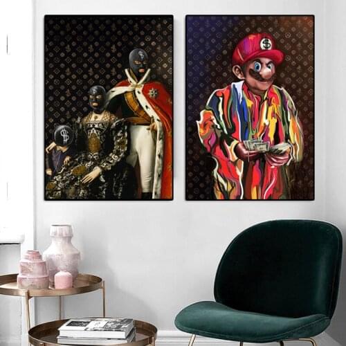 Light Luxury Retro Graffiti Canvas Painting Figure Print Poster Masked Men Prints Large Wall Art Picture for Living Room Decor