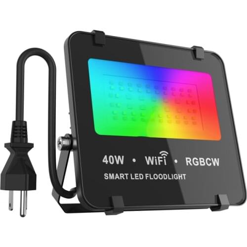 Wifi RGB LED Floodlight 40W Bluetooth Outdoor Smart Flood Light 100-240V IP65 Waterproof Color Changing Spotlight APP Control