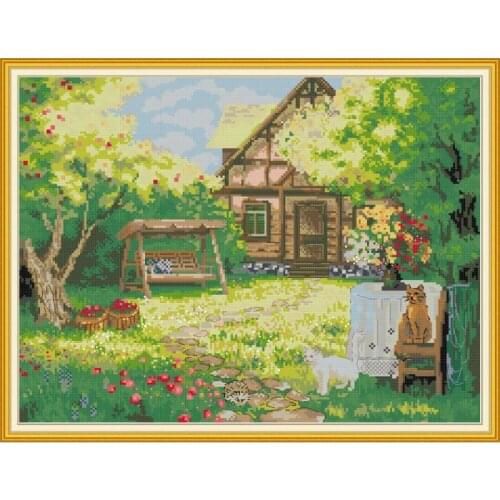 Backyard Patterns Counted Printed on Canvas 11CT 14CT Stamped Cross Stitch Kits Needlework Set Concert Embroidery Painting Sets