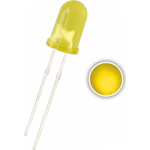 100pcs 5mm Yellow DIP LED Diffused Round Head DIP-2 F5 LEDs 20mA Lamp Ultra Bright light beads yellow lens