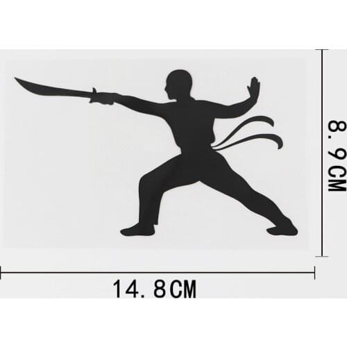 14.8CMX8.9CM Sword Warrior Martial Arts Samurai Decal Vinyl Car Sticker Black/Silver 8A-0683