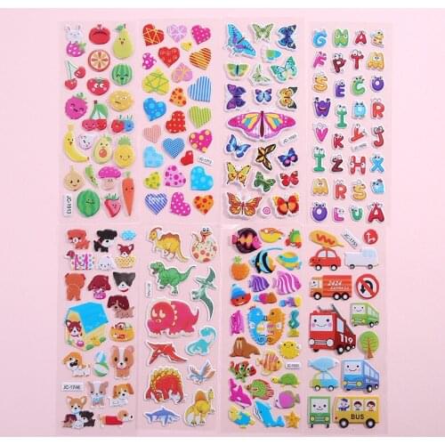 2021 Hot Sales Stickers 1/12/15pcs Randomly Cartoon Stickers For Kids Kawaii 3D Puffy Bubble Stickers Boys Girls Gift School