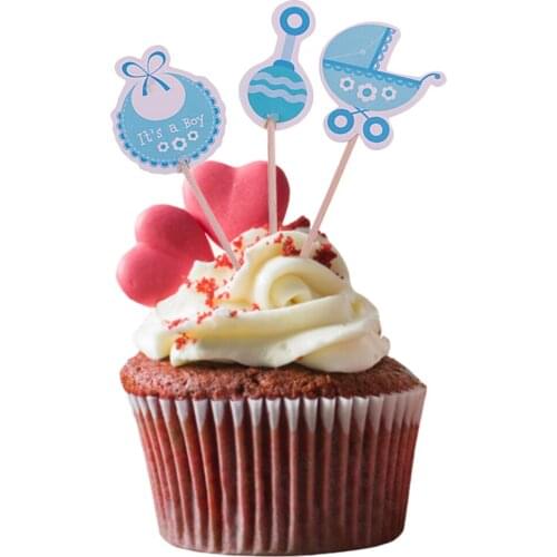 36 Pieces Sweet Its a Girl Boy Baby Announcement Cake Toppers Christening Party Supplies Cupcake Picks Pink Blue