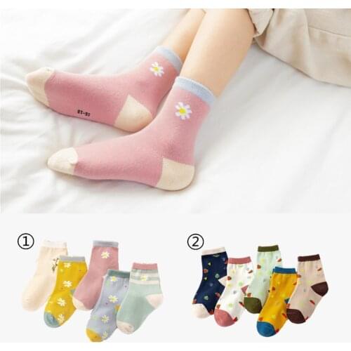 5Pairs/lot Kids Socks Autumn Socks for Girls Cotton Toddler Boy Cute Cartoon Socks Baby Clothes Accessories Girls Clothes