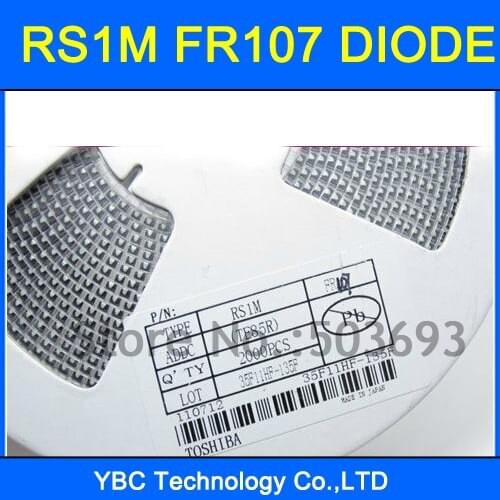 500pcs/lot SMD FR107 RS1M 1A 1000V Fast Recovery Diode