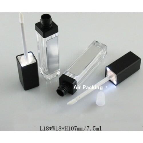 7.5ML 20pcs/lot Black Square Empty Lip Gloss Tube Acrylic High Class Cosmetic Lipstick Packing Bottle with LED Light Makeup Tool