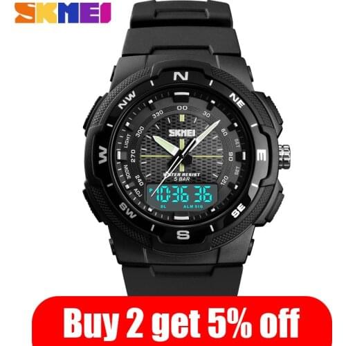 SKMEI 1454 Japan Quartz Digital movement Dual Display Men Sports Wristwatches 3 Time Chronograph Male Clock relojes para hombre