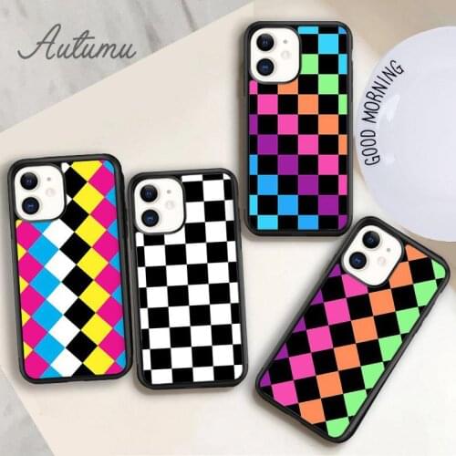 Check square pattern Phone Case for iPhone 11 12 Pro Max mini X XR XS SE 2020 5 6S 7 8 Plus Samsung Galaxy S8 S9 S10 Cover shell