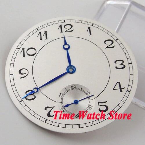 38.9mm white sterial dial blue hands luminous marks watch Dial fit 6498 hand winding Movement (Dial+hands) D62
