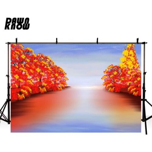 DAWNKNOW Customize Cartoon Maple Leaf Autumn Photography Background Backdrop Family Party Decorate Photocall Photo Studio