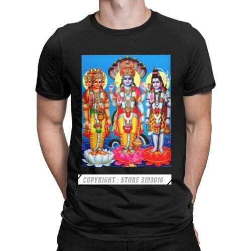 Brahma God Vishnu God Shiva Print T Shirts Men Novelty Tshirt Lingam Ganesha India Hindu Tee Shirt Christmas