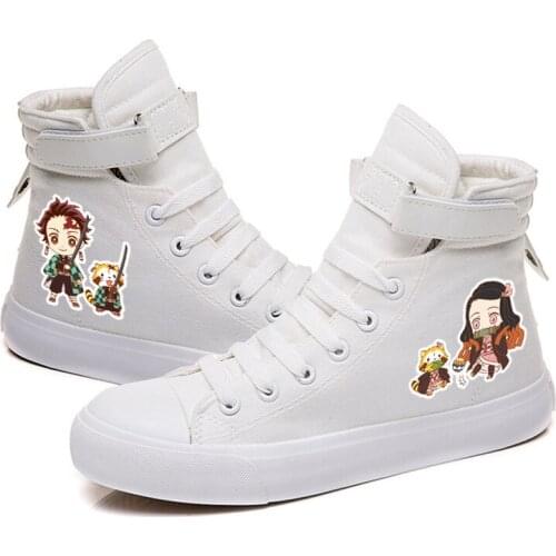 Unisex Anime Demon Slayer Preppy Casual Ankle Canvas Shoes Kamado Tanjirou Nezuko Hook Loop plimsolls duck shoes Sneakers