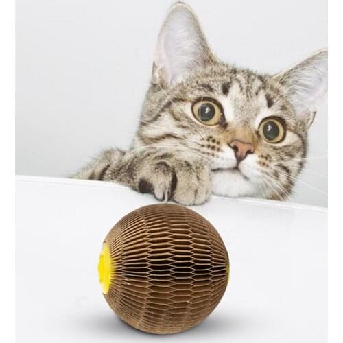 Catnip Cat Catching Ball Pet Honeycomb Ball Corrugated Paper Cat Scratcher Toy Help Digestion Puzzle Catnip Ball