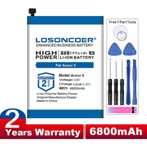 LOSONCOER 6800mAh Armor 5 Battery for Ulefone Armor 5 5S Mobile Phone Battery+Free Tools