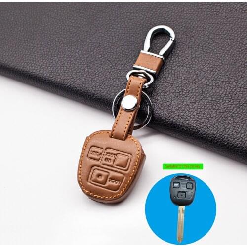 Fashion Men Carrying Leather Car Key Cover for Toyota Tarago RAV4 Corolla Camry Remote Key Shell Case