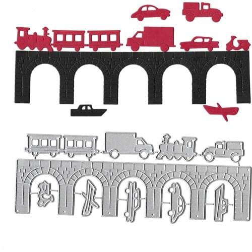 Bridge and Cars Metal Cutting Dies Scrapbooking Embossing Folders for Card Making Craft Stencil Hobby Punching Molds
