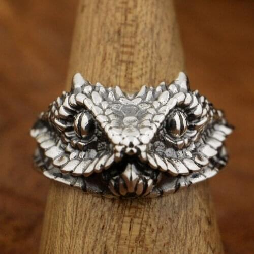 Adder Viper Snake Ring 925 Sterling Silver Mens Biker Ring TA87 US Size 7~15