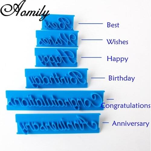 Aomily 6pcs/Set Decor Alphabet Number Letter Impress Mold Set DIY Cookie Biscuit Stamp Embosser Cutter Gift Fondant Tool