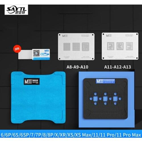BGA Reballing Stencil Kit for iphone CPU A13/A12/A11/A10/A9/A8 Plant Tin Platform Phone Motherboard welding repair tools
