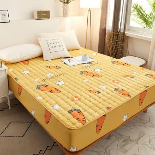 Thicken Quilted Mattress Cover King Queen Quilted Bed Fitted Bed Sheet Anti-Bacteria Mattress Topper Air-Permeable Bed Pad