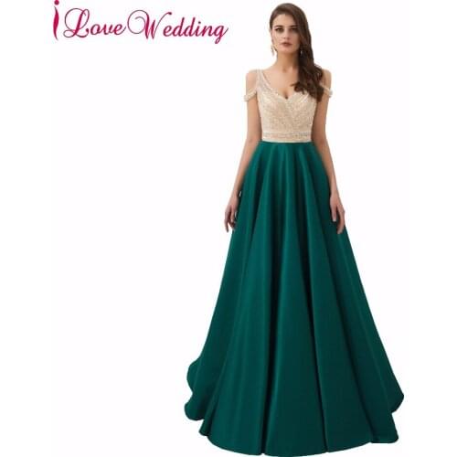 New Arrival Gorgeous V Neck Delicate Beaded Sexy Back A Line Formal Evening Dresses Long Real Sample