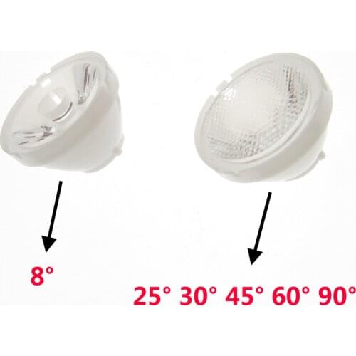 100pcs 1W 3W 5W 3535 CREE LED XPE XPG Optical Lens 8 25 30 45 60 90 Degree 21mm*13mm With White Holder Reflector Collimator