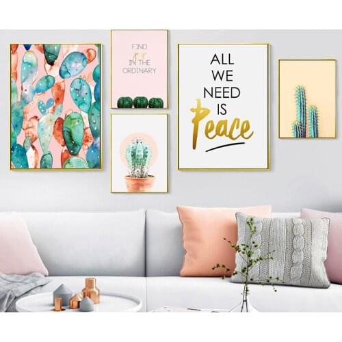 Nordic Canvas Green Plant Cactus Picture Modern Wall Art Home Decor Module Nordic Kid Bedroom Living Room Home Decor Painting