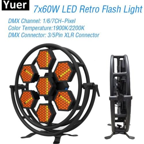 New 7x60W LED Retro Flash Light 1/6/7Channel DMX512 DJ Sound Party Equipment flashing lights dance club Disco Stage Effect Light