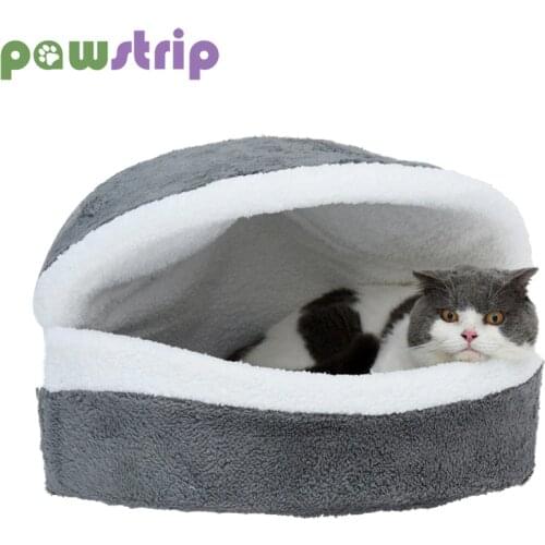 Warm Cat Bed House Removable Hamburger Cat Sleeping Bag Sofas Mat Winter Puppy Kennel Nest Short Plush Pet Bed Soft Dog Beds M/L