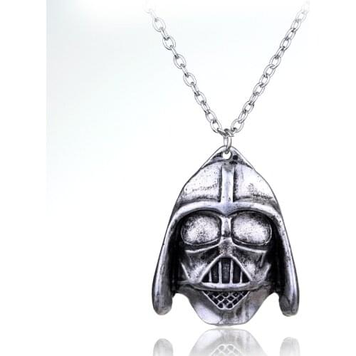 Dongsheng Vintage Star Wars Darth Vader Helmet Pendant Necklace Hot Movie Jewelry Mask Charm Statement Necklace Cosplay