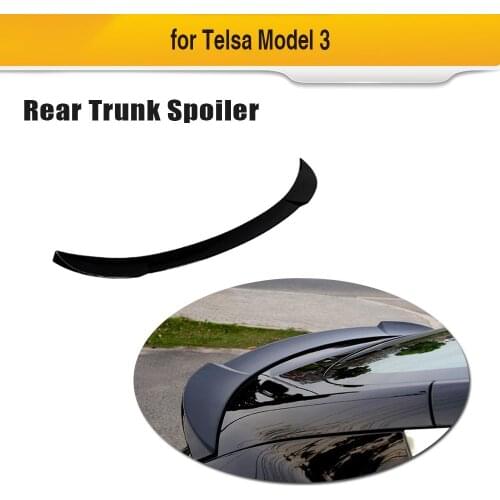 Car Rear Trunk Spoiler For Tesla Model 3 Sport 2017 - 2019 Rear Spoiler Boot Lip Wing ABS Carbon Look /Glossy Black