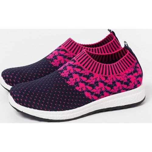2019 Women Fashion Sneakers Casual Women Comfortable Breathable Sock Shoes Slip On Mesh Zapatos De Mujer Sport Sneaker T1-16