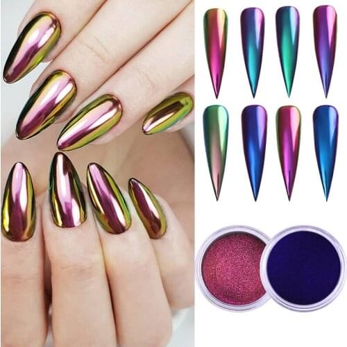 1 Box Chameleon Mirror Nail Powder Laser Nail Glitter Powder Auroras Effect Nail Art Chrome Pigment Dust DIY Nail Art Decoration