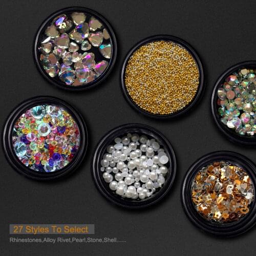 1 Box Mix Colorful AB Rhinestones Plastic For Nails 3D Crystal Pearl For Nail Art Decorations Diy Design Manicure