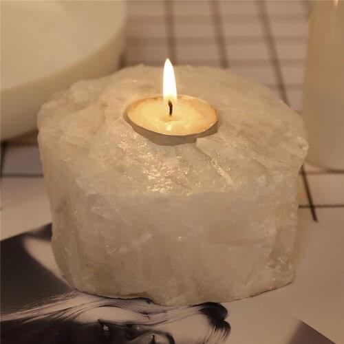 1pcs Natural Quartz Crystal Candle Holders Candlesticks Stones White Crystals For Dinner Home Decoration